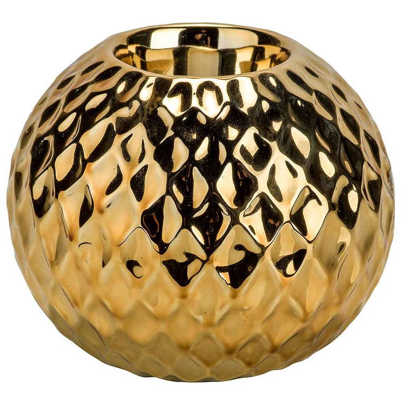 Foto van 1x gouden theelichthouders/waxinelichthouders diamond 9,7 cm - waxinelichtjeshouders