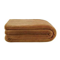 Foto van Casa di elturo flanellen fleece plaid brown gold - xl 180 x 220 cm