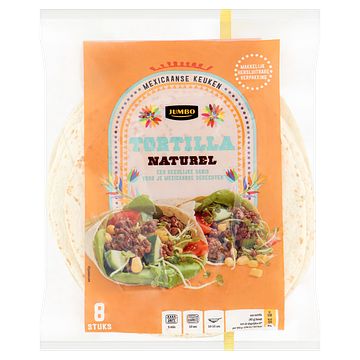 Foto van Jumbo tortilla naturel 8 stuks 320g