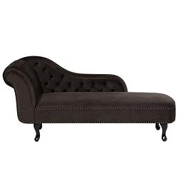 Foto van Beliani nimes - chaise longue-bruin-fluweel