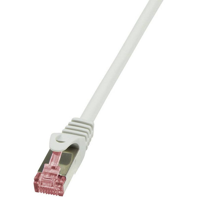 Foto van Logilink cq2082s rj45 netwerkkabel, patchkabel cat 6 s/ftp 7.50 m grijs vlambestendig, snagless 1 stuk(s)