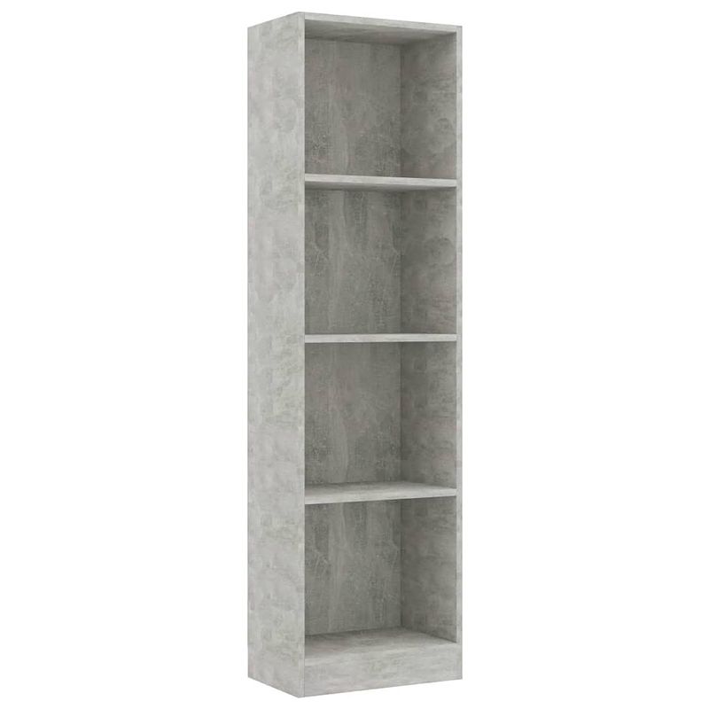 Foto van The living store boekenkast betongrijs 40x24x142cm - 4 schappen - bewerkt hout