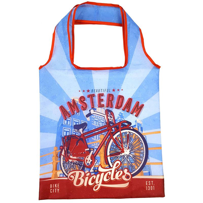 Foto van Matix shopper amsterdam bicycles bridge 40 cm nylon blauw/rood