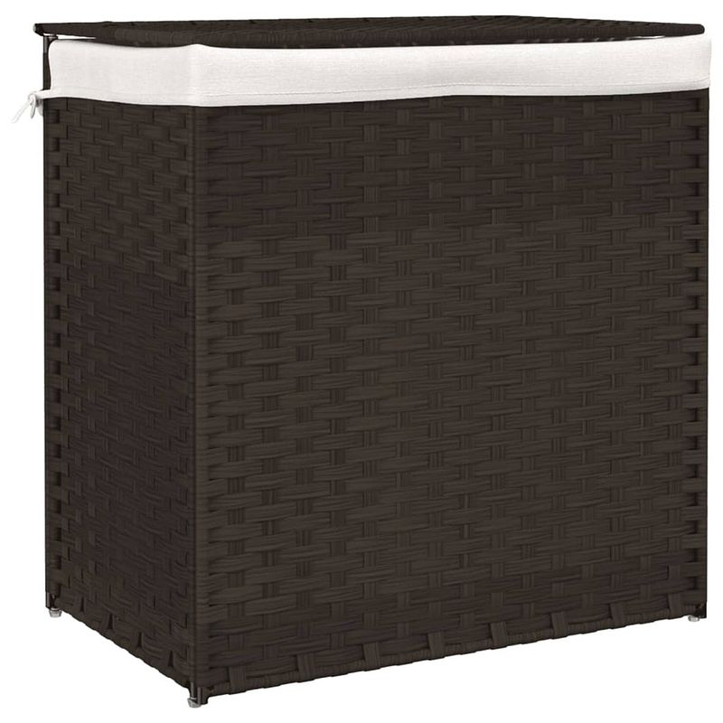 Foto van Vidaxl wasmand met 2 vakken 53x35x57 cm poly rattan donkerbruin