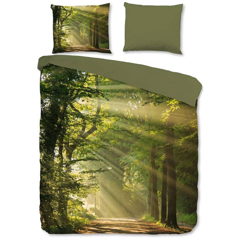 Foto van Good morning woods dekbedovertrek - 2-persoons (200x200/220 cm + 2 slopen) - katoen - groen