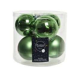 Foto van 6x stuks glazen kerstballen groen 8 cm mat/glans - kerstbal