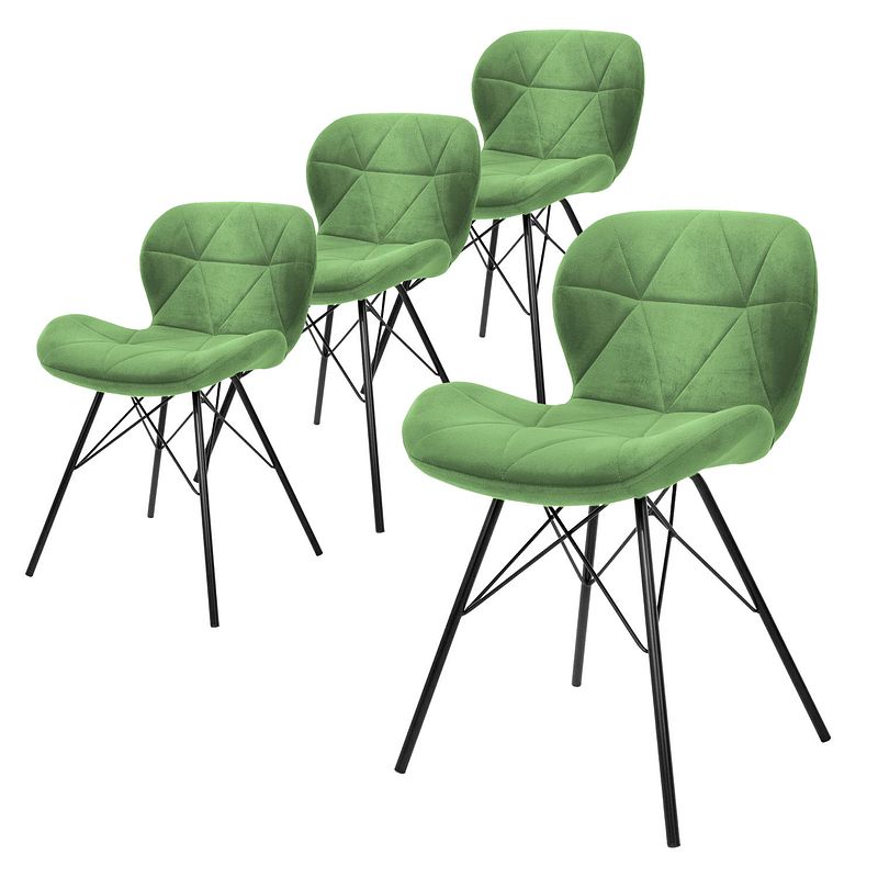 Foto van Ml-design set van 4 eetkamerstoelen met rugleuning, groen, keukenstoel met fluwelen bekleding, gestoffeerde stoel