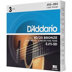 Foto van D'saddario ej11-3d 12-53 light bronze snaren voor westerngitaar (3 sets)