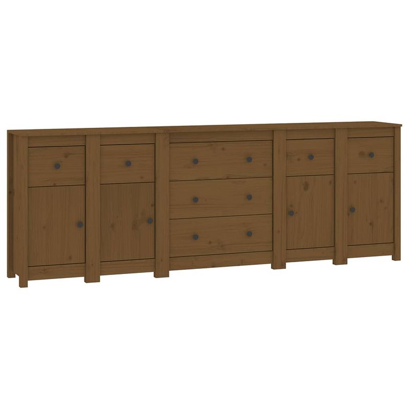 Foto van Vidaxl dressoir 230x35x80 cm massief grenenhout honingbruin