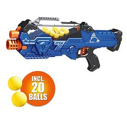 Foto van Eddy toys speelgoed pistool - incl. 21 foam ballen - foam gun - lichtgewicht - blauw