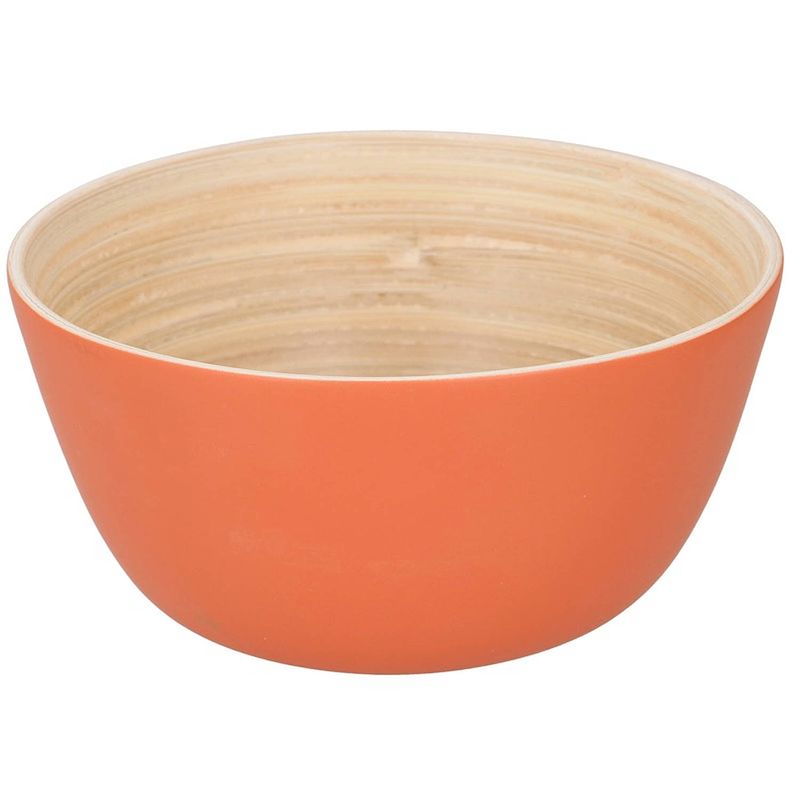 Foto van Bamboe snack schaaltje oranje 10 cm - snack en tapasschalen