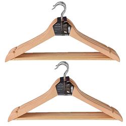 Foto van Set van 12x houten kledinghangers met broekstang - kledinghangers