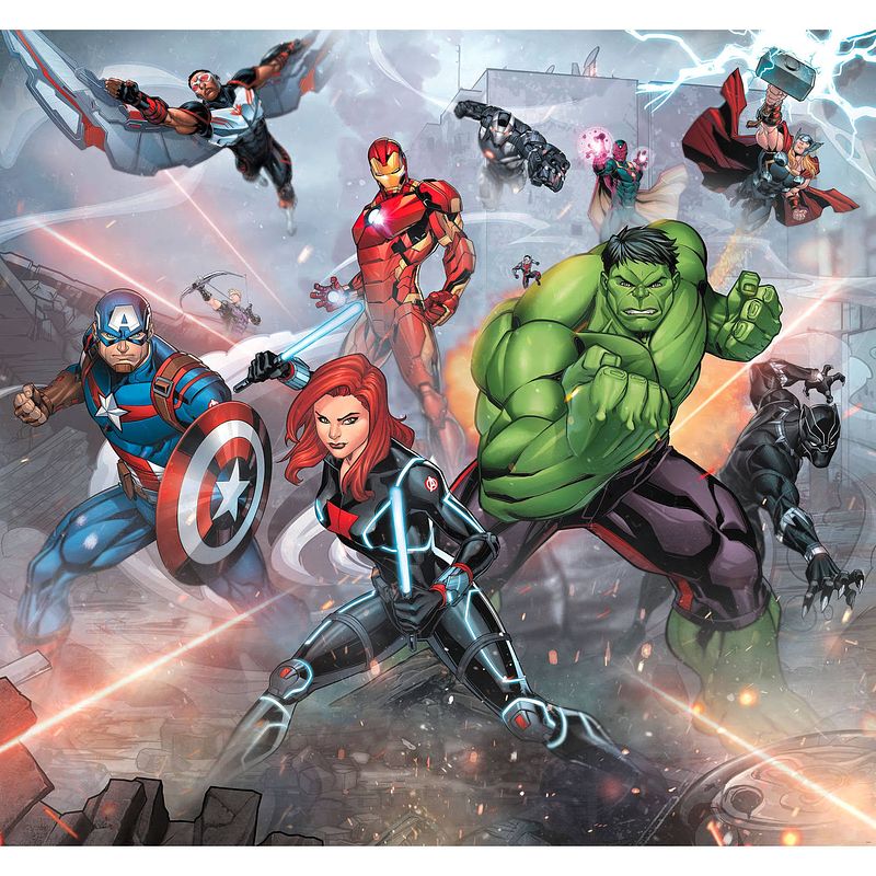 Foto van Komar avengers street revenge vlies fotobehang 300x280cm 6-banen