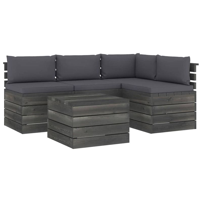 Foto van Vidaxl 5-delige loungeset met kussens pallet massief grenenhout