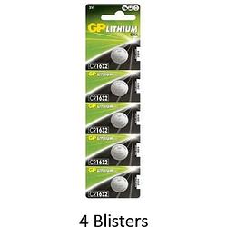 Foto van 20 stuks (4 blisters a 5 stuks) gp lithium cr1632 3v knoopcel blister 5