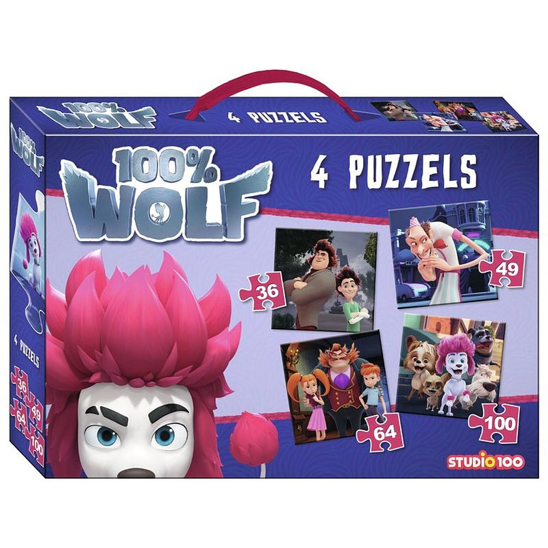 Foto van Studio 100 legpuzzel 100% wolf junior karton paars 4 stuks