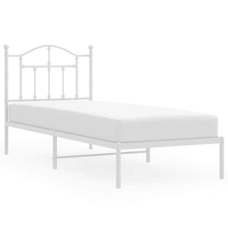 Foto van Vidaxl bedframe met hoofdbord metaal wit 90x190 cm