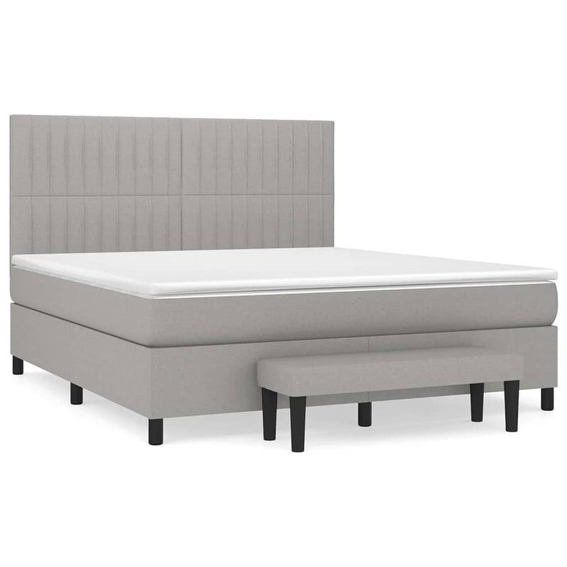 Foto van The living store boxspringbed - pocketvering - 203x180x118/128 cm - lichtgrijs