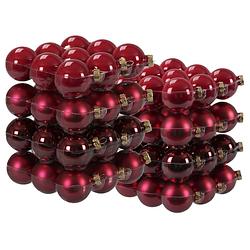 Foto van 72x stuks glazen kerstballen rood/donkerrood 4 en 6 cm mat/glans - kerstbal