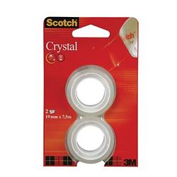 Foto van Scotch plakband crystal ft 19 mm x 7,5 m, blister met 2 rolletjes