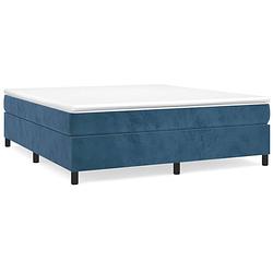 Foto van The living store boxspringframe - donkerblauw - 203 x 200 x 35 cm - stof (100% polyester) - multiplex - bewerkt hout