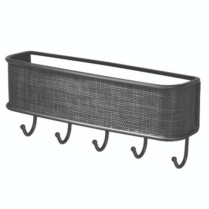 Foto van Idesign - sleutelrek met opbergvak, 26.9 x 6.4 x 22.9 cm, rvs, zwart - idesign twillo