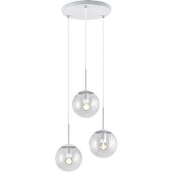 Foto van Led hanglamp - trion balina - e14 fitting - 3-lichts - rond - mat wit - aluminium