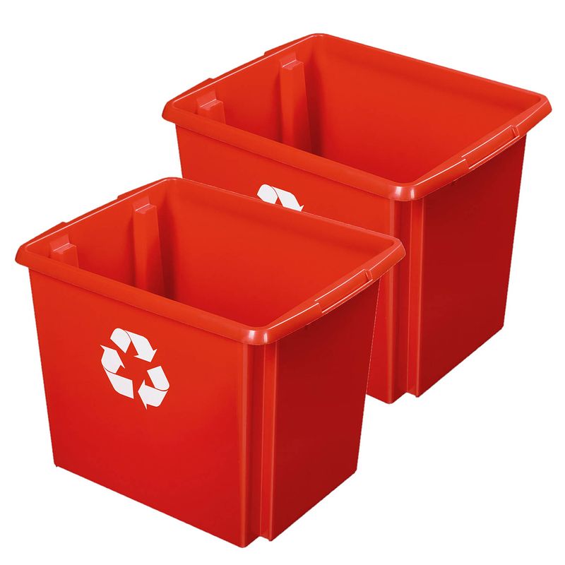 Foto van Sunware opslagbox - 2 stuks - kunststof 45 liter rood 45 x 36 x 36 cm - opbergbox