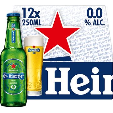 Foto van Heineken premium pilsener 0.0 bier draaidop fles 12 x 25cl bij jumbo