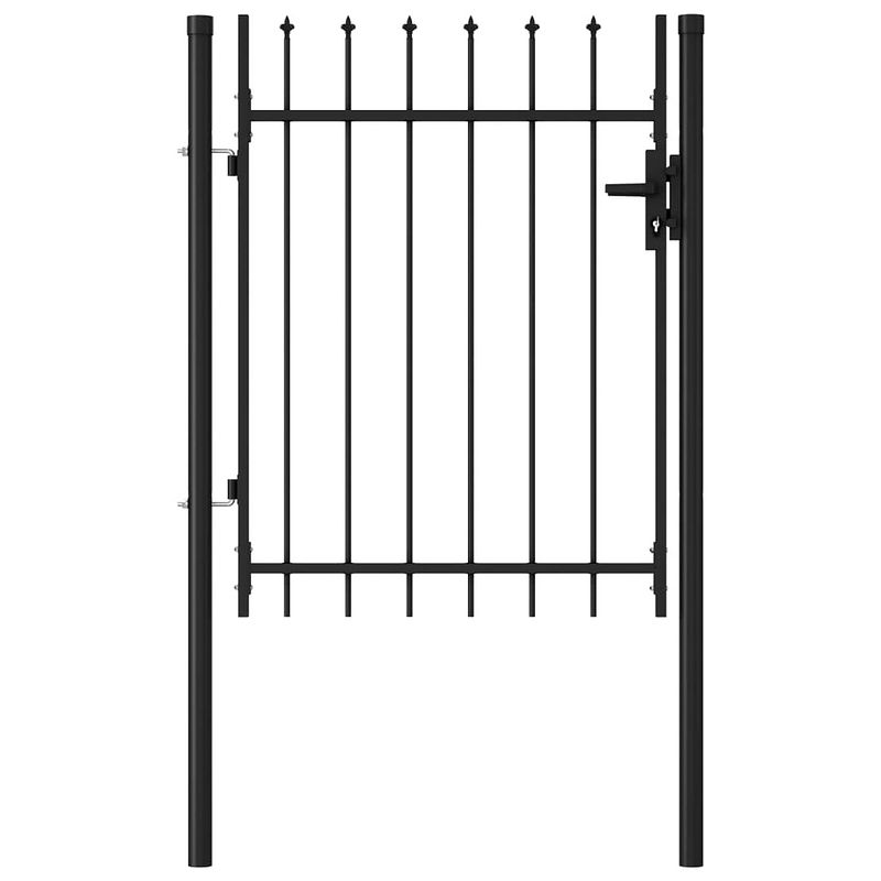 Foto van Vidaxl poort met puntige bovenkant enkel 1x1,2 m staal zwart
