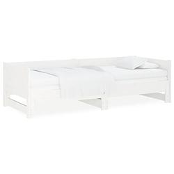 Foto van The living store slaapbank uitschuifbaar massief grenenhout wit 2x(90x190) cm - bed