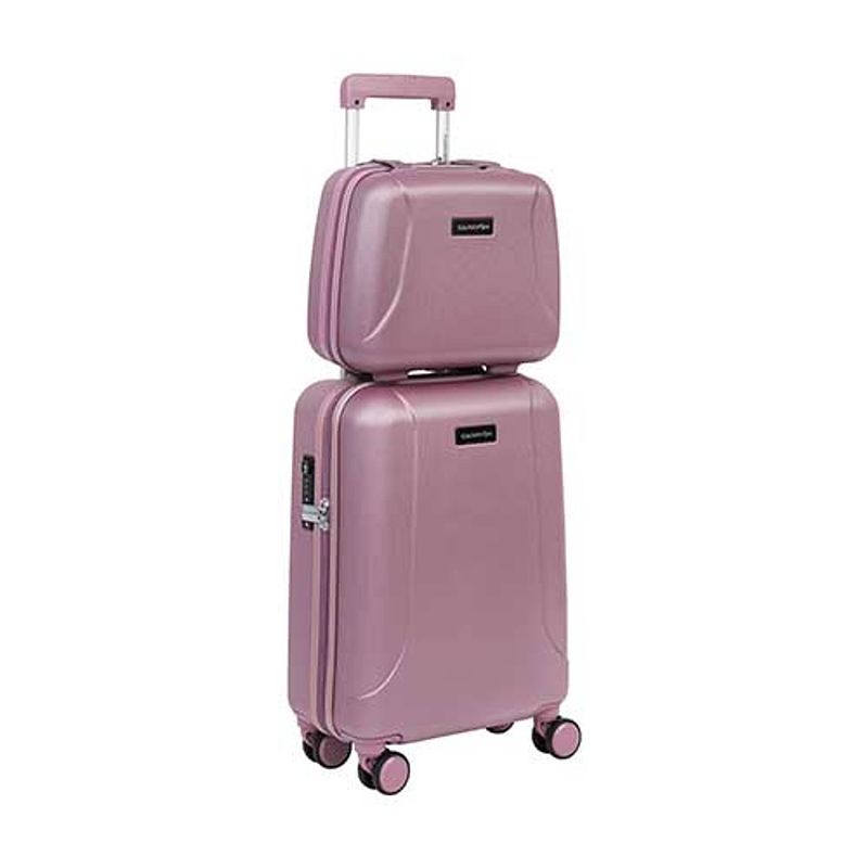 Foto van Carryon skyhopper handbagage en beautycase - 55cm tsa trolley - make-up koffer - roze