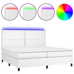 Foto van Vidaxl boxspring met matras en led kunstleer wit 200x200 cm