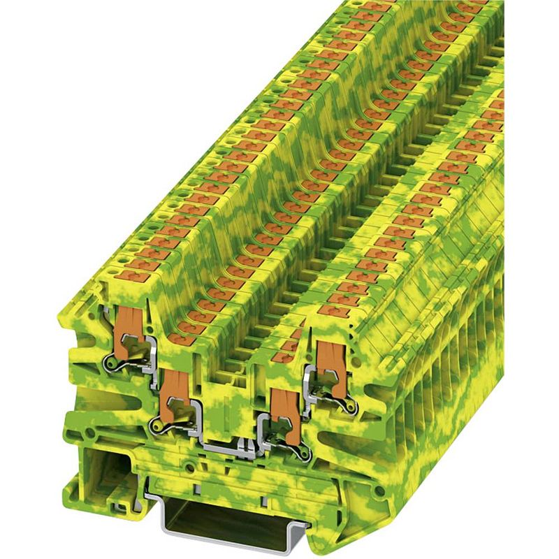 Foto van Phoenix contact ptv 2,5-quattro-pe 1079012 serieklem 0.14 mm² 2.50 mm² groen, geel 50 stuk(s)