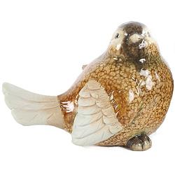 Foto van Tom kerstfiguur vogel gizmo 11,5 cm bruin polysteen