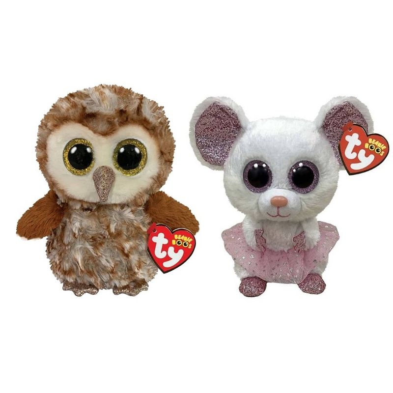 Foto van Ty - knuffel - beanie boo's - percy owl & nina mouse