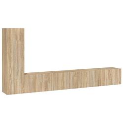 Foto van The living store tv meubel set - sonoma eiken - 2x 100x30x30 cm + 1x 30.5x30x110 cm