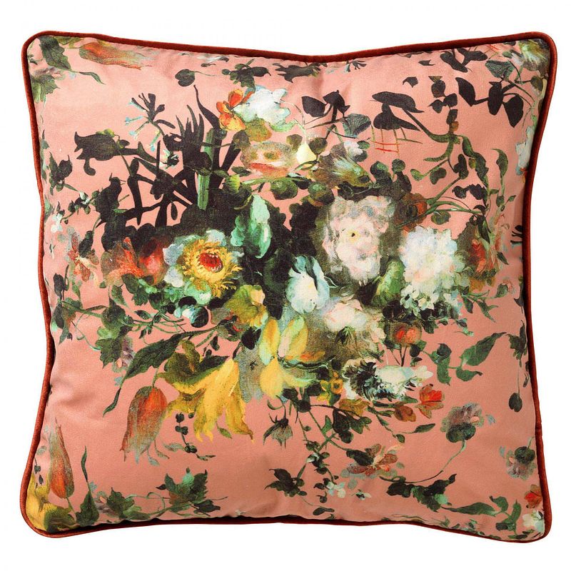 Foto van Dutch decor lian - kussenhoes met bloemenpatroon muted clay 45x45 cm - roze - roze