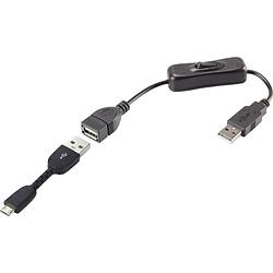 Foto van Renkforce usb-kabel usb 2.0 usb-a stekker, usb-micro-b stekker 25.00 cm zwart incl. aan/uitschakelaar, vergulde steekcontacten rf-3346626