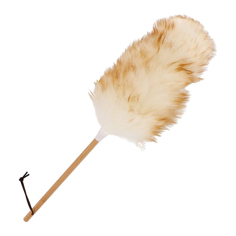 Foto van Plumeau/duster nature - hout - bruin/wit - 51 cm - plumeaus