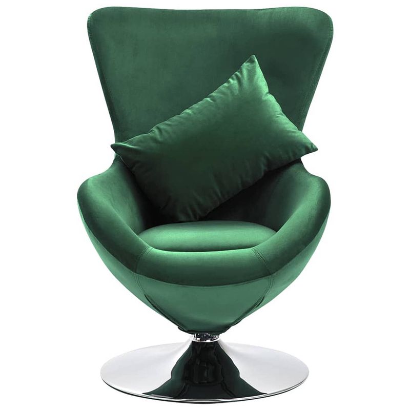 Foto van The living store fauteuil eivormig - fluweel - 59 x 65 x 88 cm - donkergroen