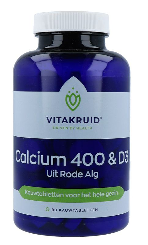 Foto van Vitakruid calcium 400 & d3 uit rode alg kauwtabletten