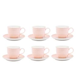 Foto van Kop en schotel greengate alice lichtroze 225 ml - set van 6 stuks