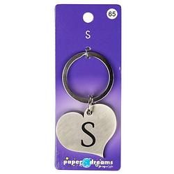 Foto van Paper dreams sleutelhanger hart letter s 10 x 4 cm staal zilver