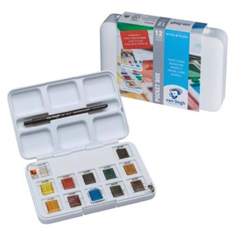 Foto van Van gogh aquarelverf, pocket box met 12 halve napjes