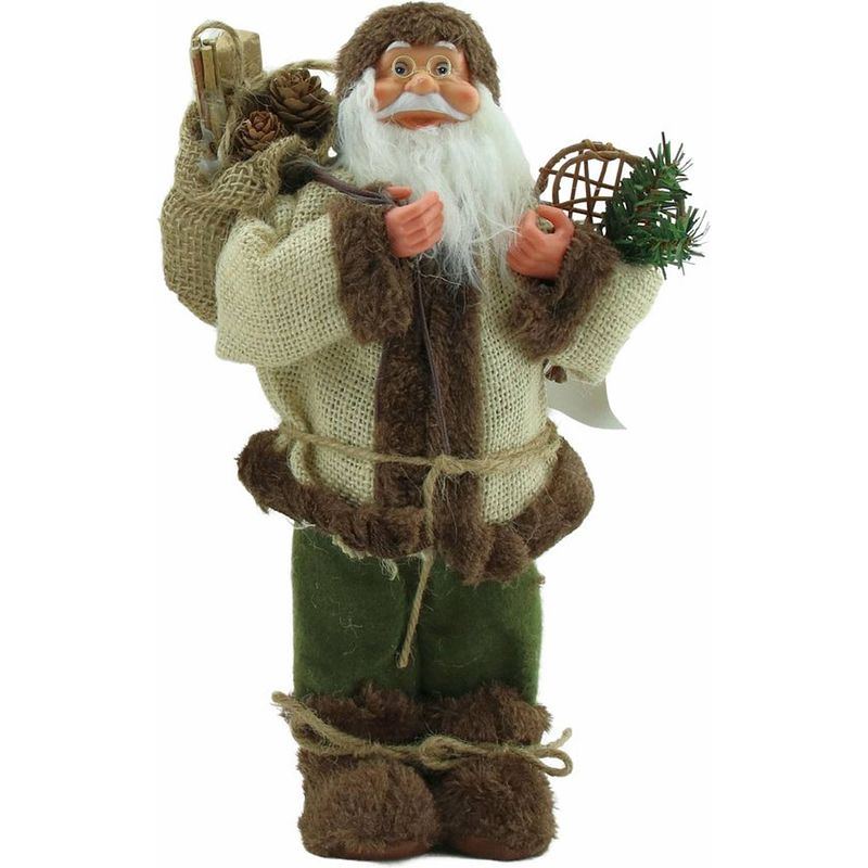 Foto van Luxe afgewerkte kerst decoratie kerstman staand créme/bruin 30cm