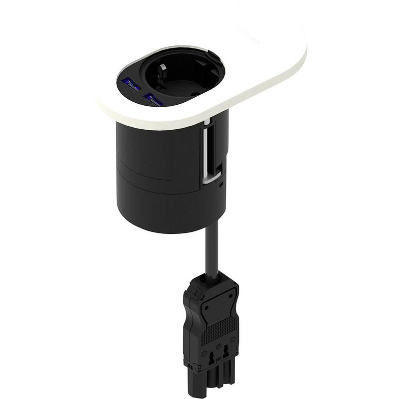 Foto van Ib connect 60203001/1 1 stuks inbouwcontactdoos met usb-laaduitgang wit