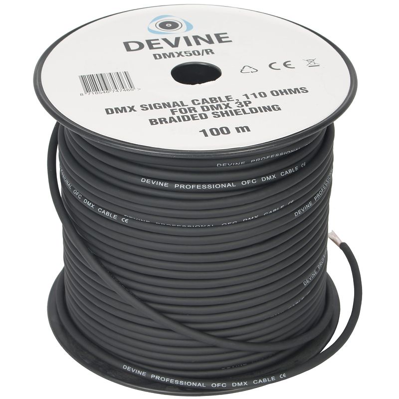 Foto van Devine dmx50/r dmx kabel 100 meter (rol)