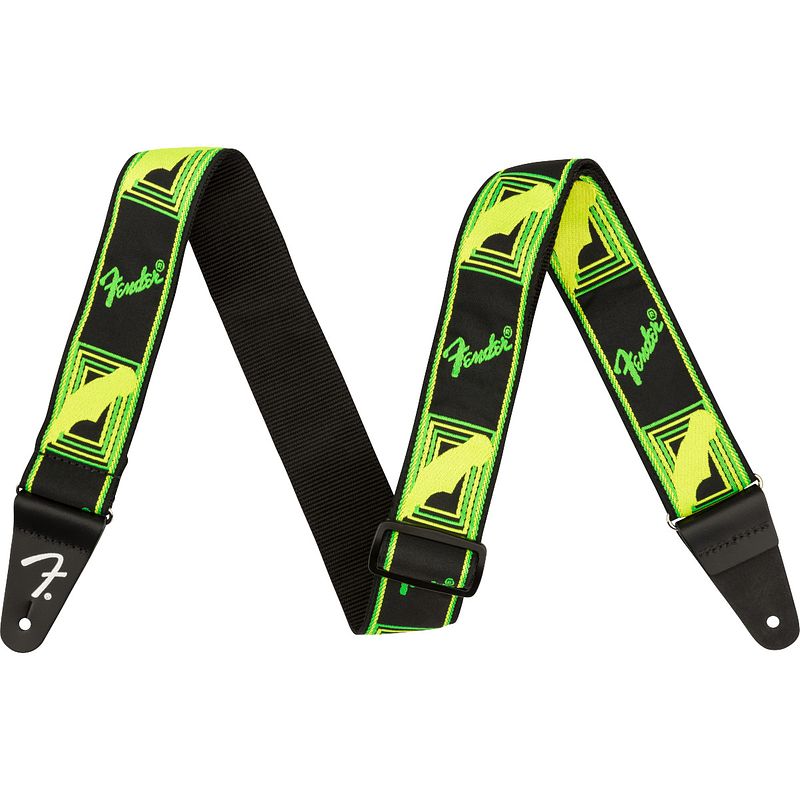 Foto van Fender neon monogrammed strap gitaarband groen/geel