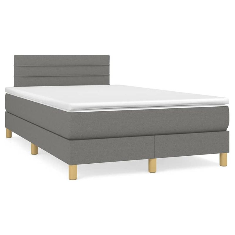 Foto van The living store boxspringbed - donkergrijs - 203 x 120 x 78/88 cm - pocketvering - middelharde ondersteuning -